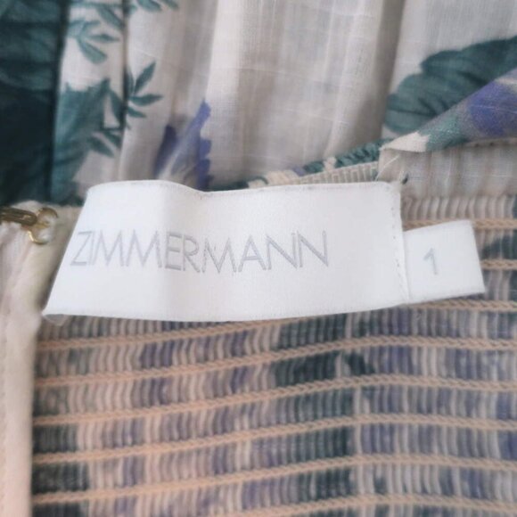 Zimmermann Cassia Tie-Strap Maxi Dress Light Pink Floral Print Cotton Size 1 - Picture 9 of 10